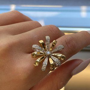 Luca Carati Diamond Cocktail Ring 18K Yellow & White Gold 0.62Cttw Size 7